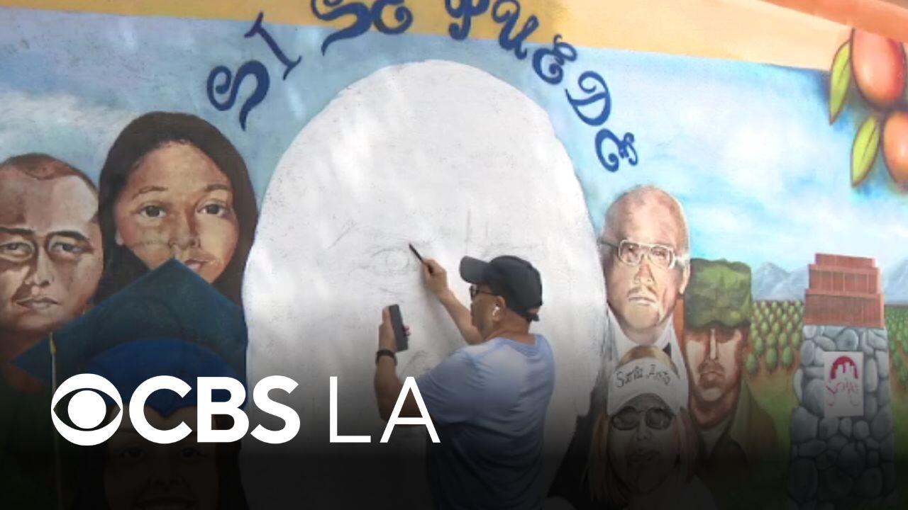 Muralist paints over Santa Ana Cesar Chavez mural to honor Burt Corona