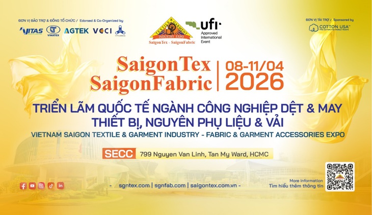 Triển lãm SaigonTex - SaigonFabric 2026 được Hiệp hội Bông Mỹ tài trợ