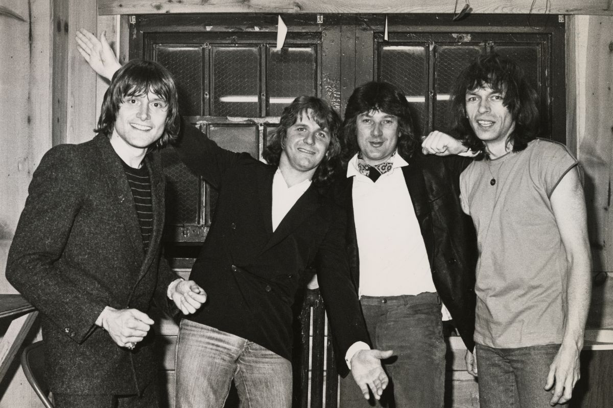 Asia at the Palladium, New York, 2 May 1982. (L-R) Carl Palmer (drums), John Wetton (1949-2017) (vocals and bass), Geoff Downes (keyboards), Steve Howe (guitar) - David Tan/Shinko Music/Getty Images