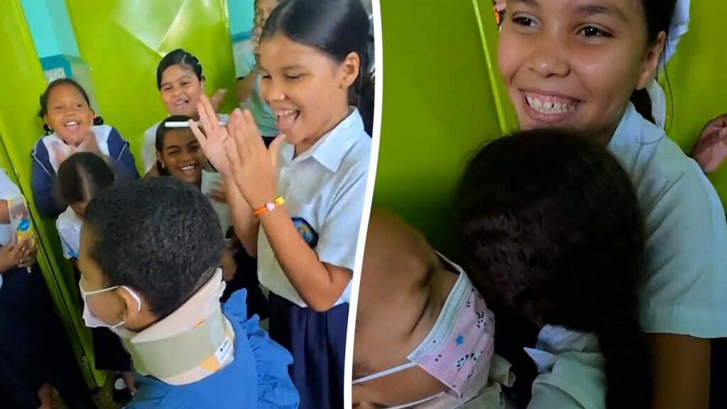 Students surprised by classmate’s return after spinal surgery