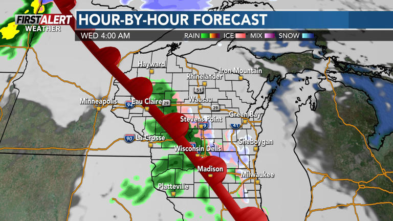 First Alert: Wintry mix then rain on Wednesday