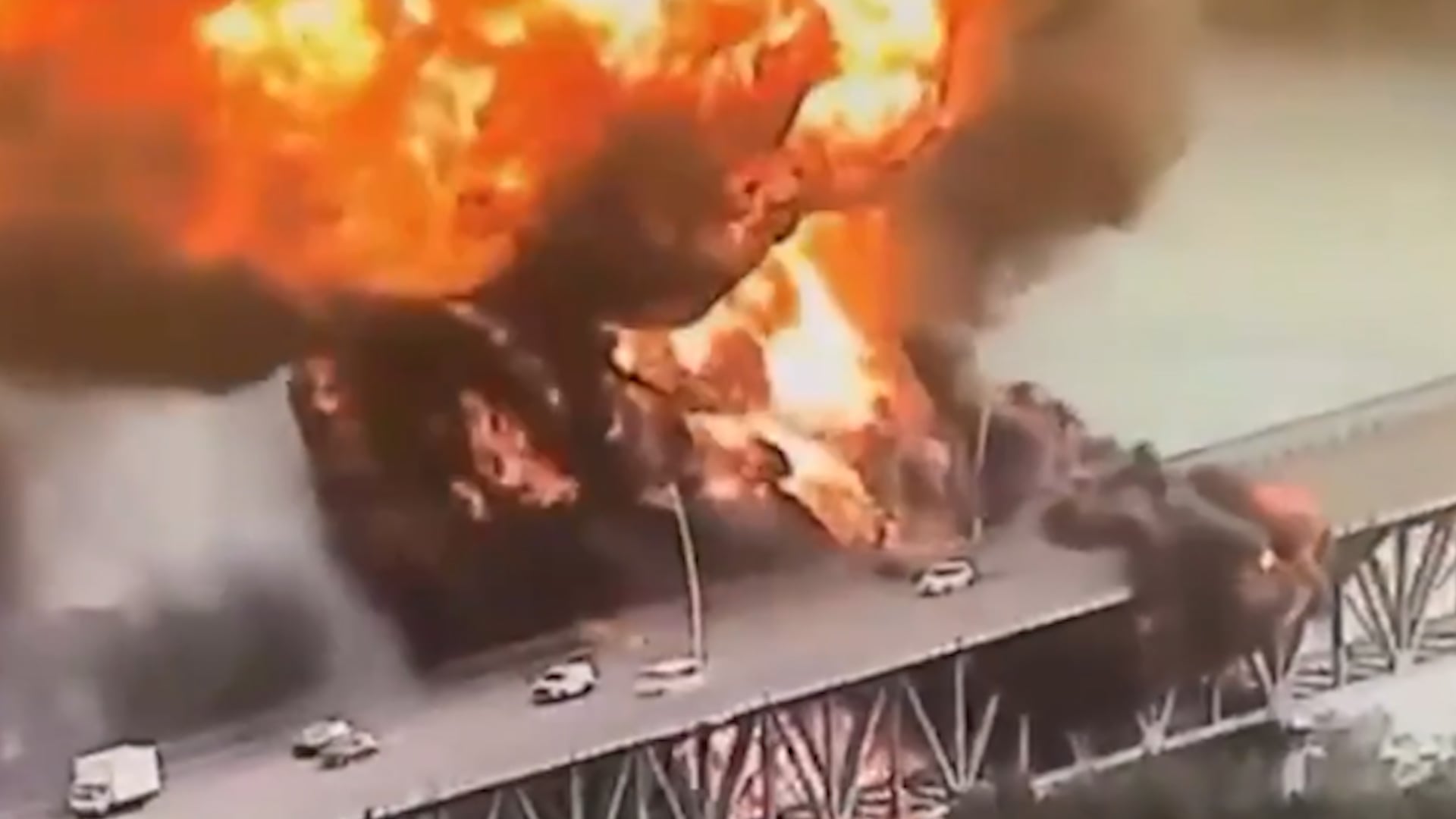 Fireball erupts as tanker explodes on bridge in Panama leaving one dead