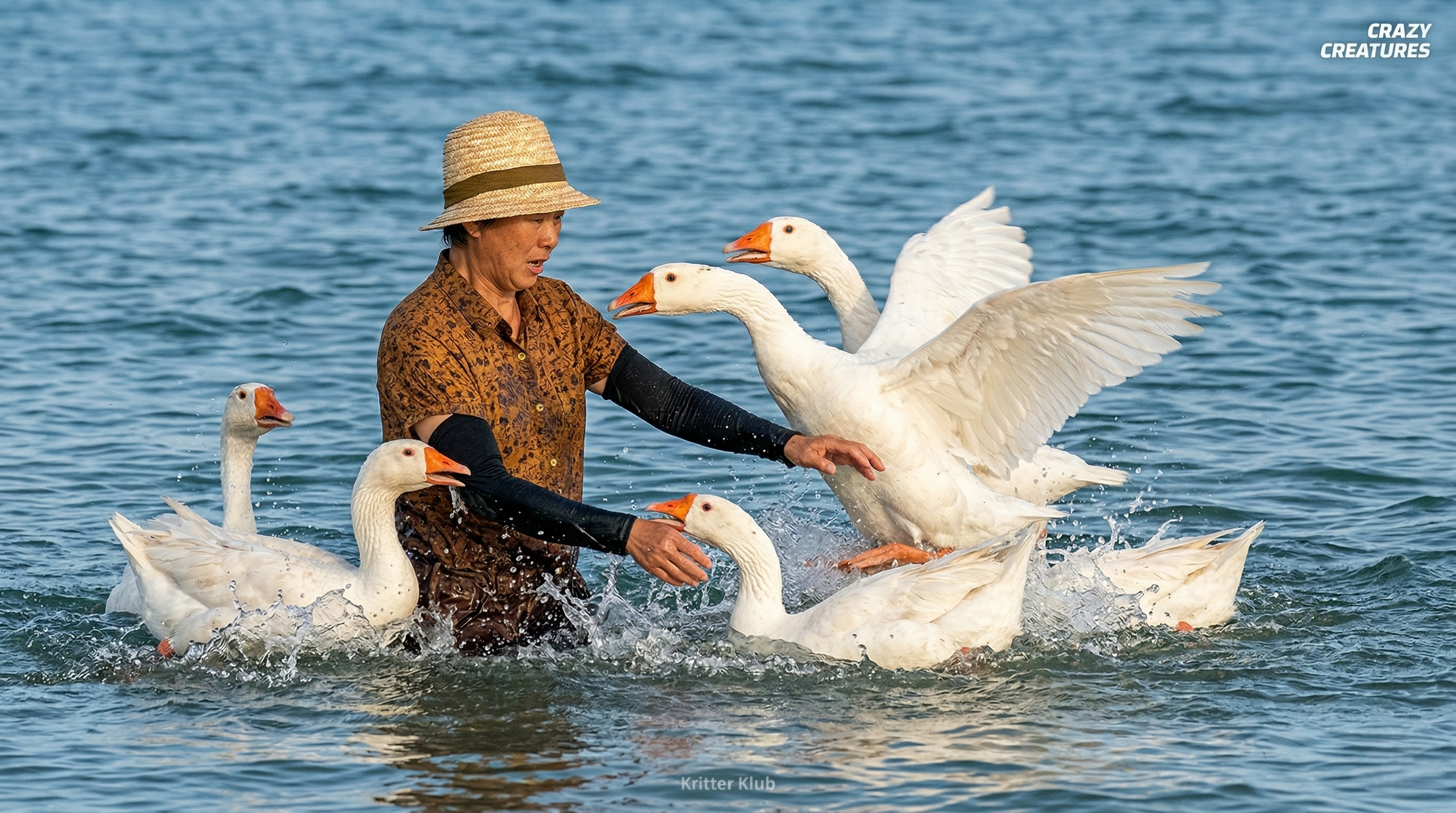Watch what happens when a goose bites and refuses to let go