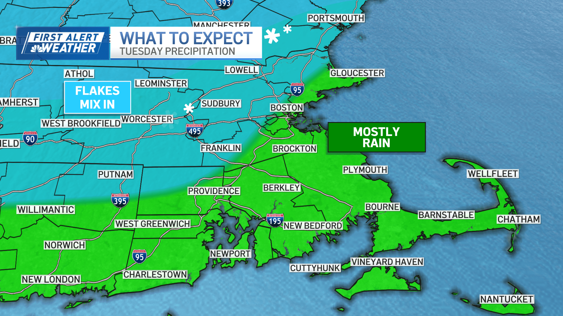 Light snow expected Tuesday in parts of New England