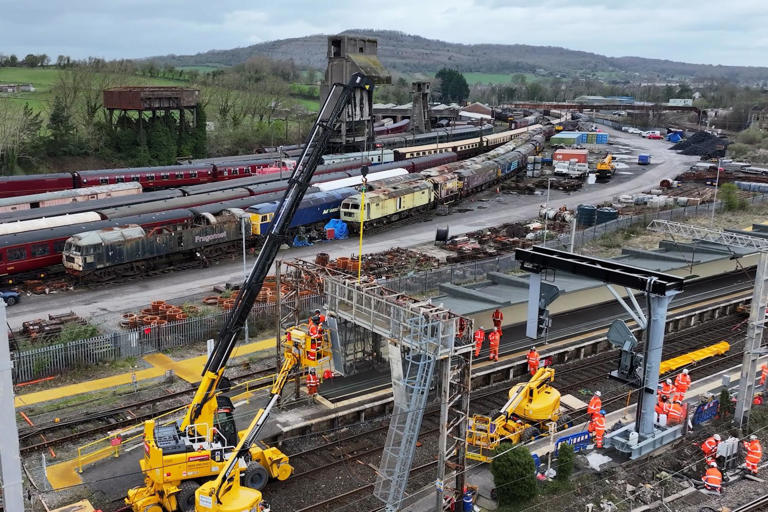 Work undertaken at Carnforth railway station to upgrade signal lamps