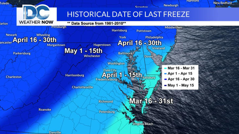 The NWS issues a freeze warning for the DMV overnight