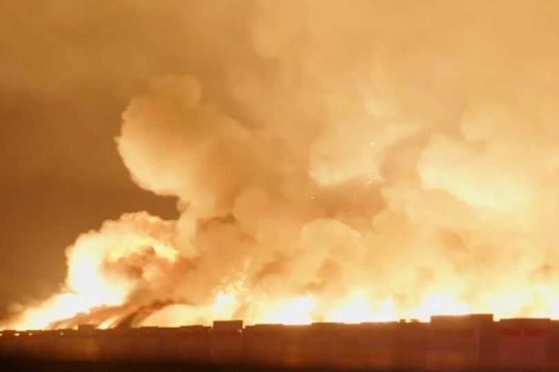 Massive arson fire engulfs California warehouse, sending flames and ...