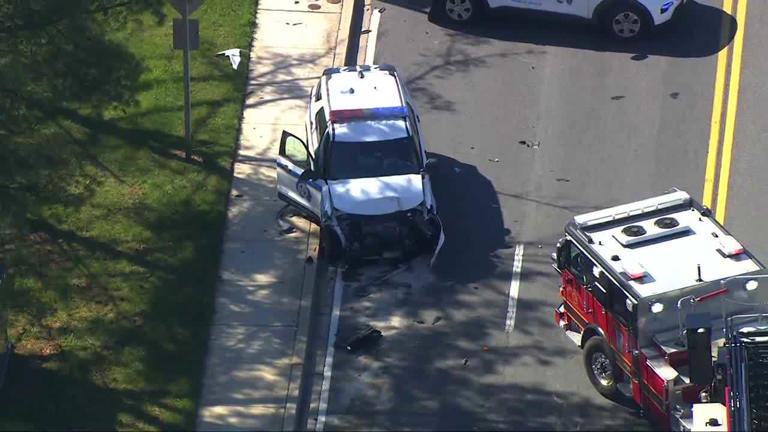Sky 11 video shows scene of crash involving Baltimore County police vehicle