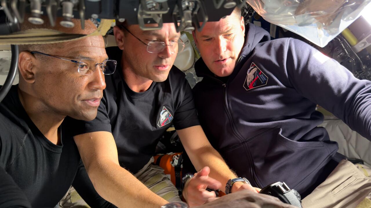 De astronauten aan het werk.