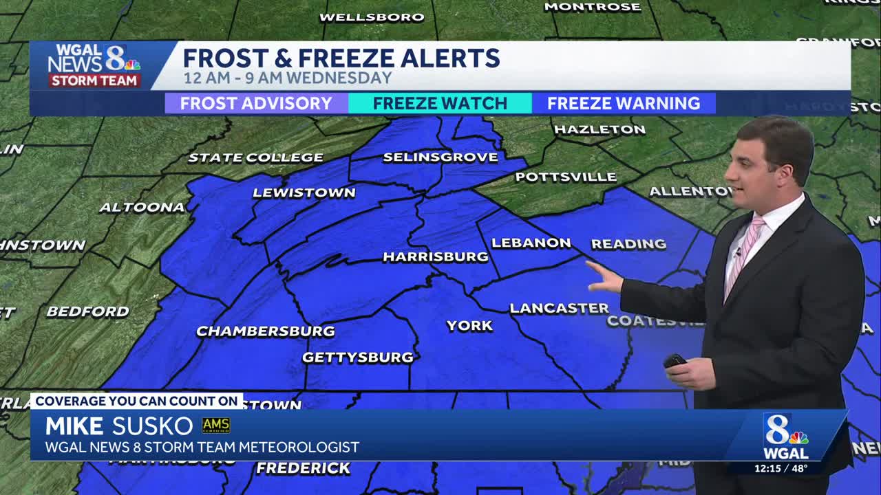 Impact: Freeze warning Tuesday night in south central Pennsylvania