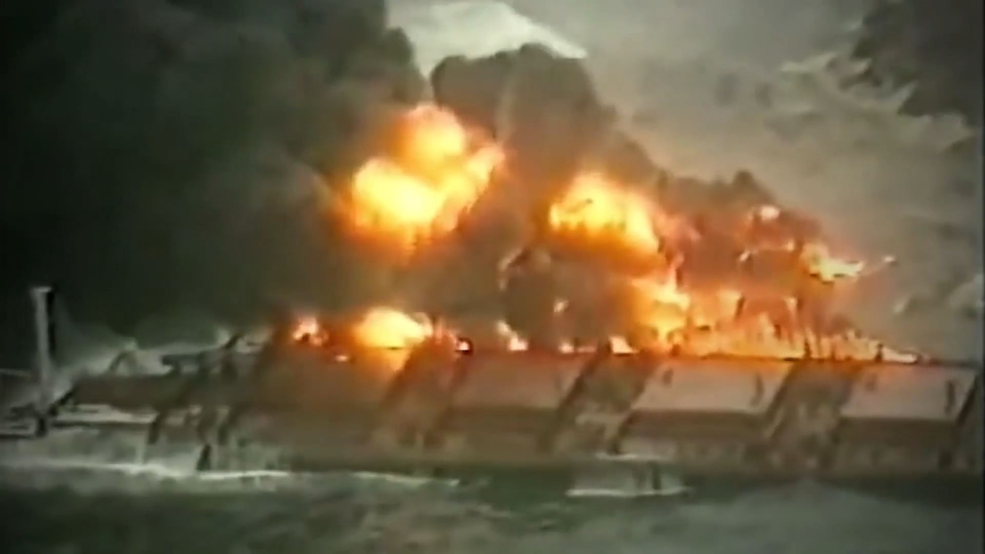 Tanker hits rocks, explodes, and triggers an oil spill disaster