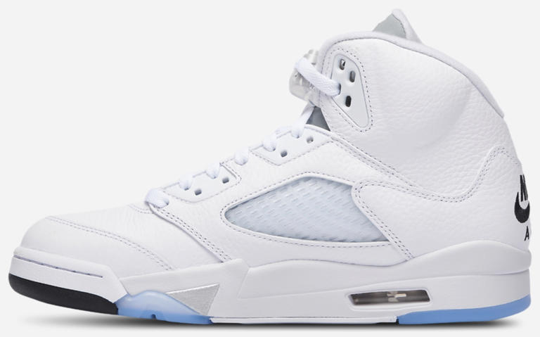 The 2026 'White Metallic' Air Jordan 5 Retro releases in April