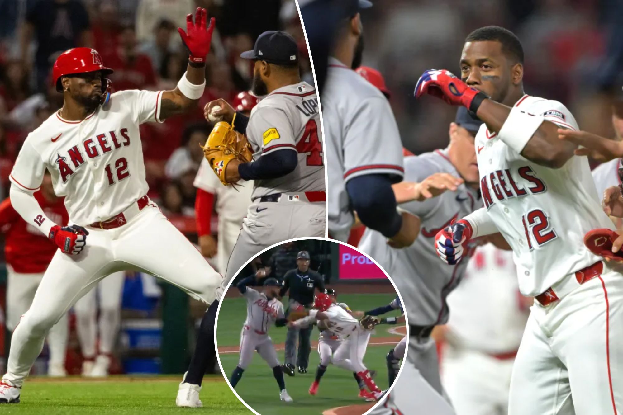 Braves and Angels throw punches in wild benches-clearing brawl