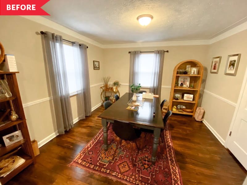 This beige dining room went from plain to breathtaking with board and ...