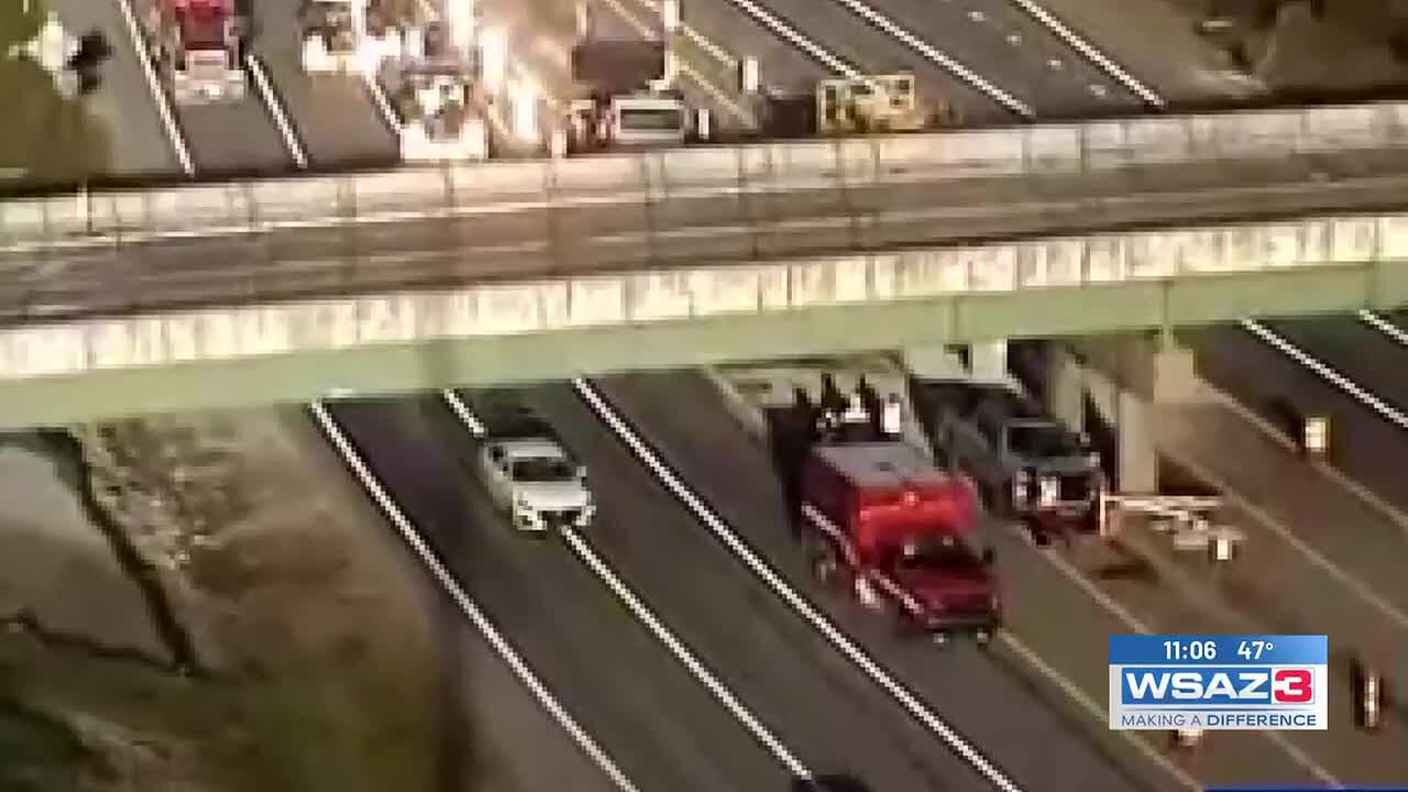 Hit-and-run crash involving semi temporarily closes part of I-64 West