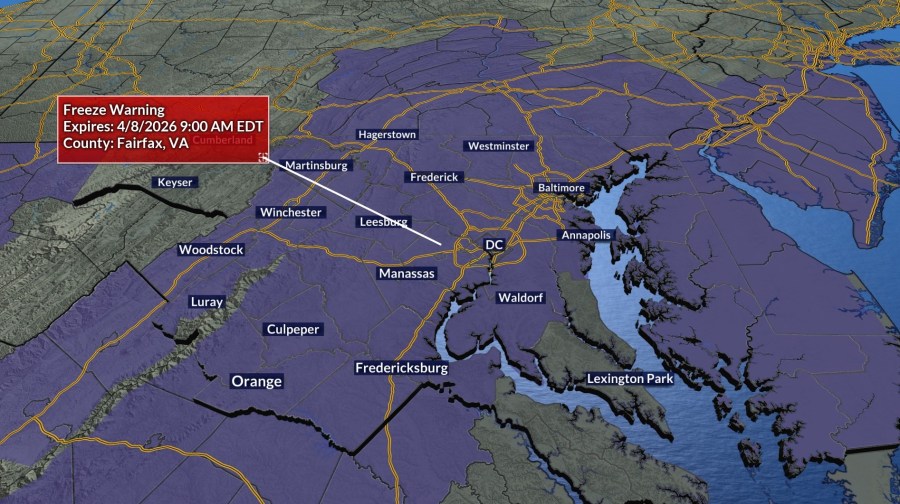 Temperatures fall below freezing Wednesday AM