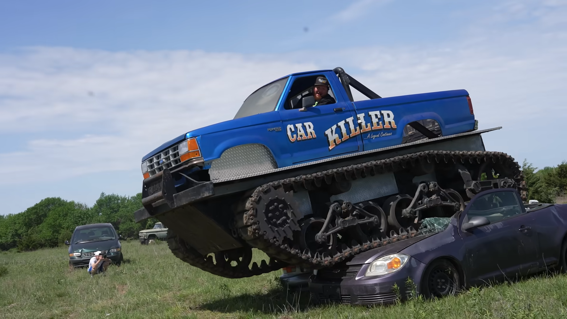 Watch what happens when he bought a tank and crushed cars