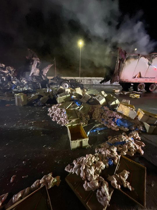 1 killed in fiery crash involving semi-trucks along I-65