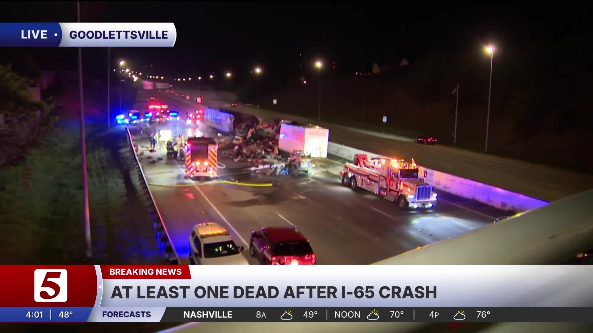 One person is dead after tractor trailer crash on I-65 northbound in ...