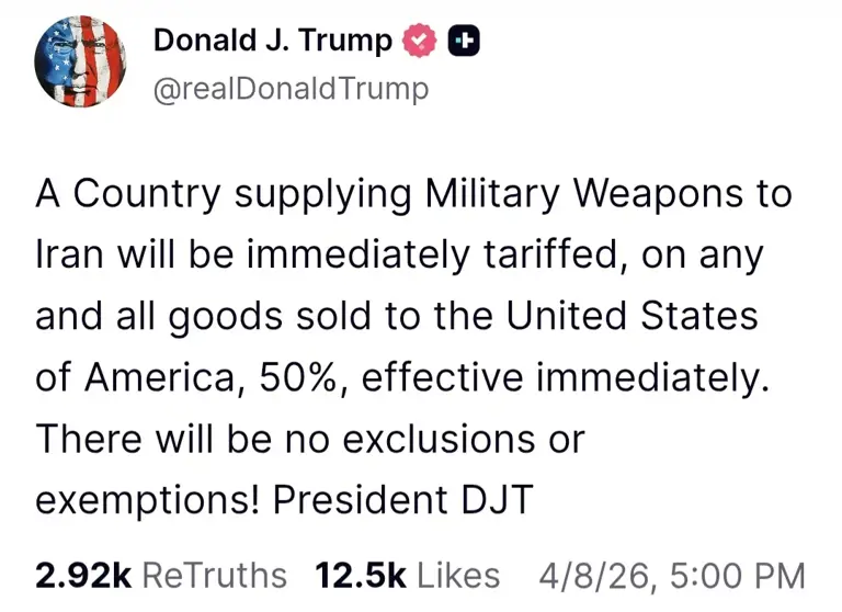 Trump imposes 50 per cent tariffs on countries supplying military ...