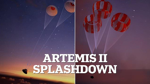 NASA releases an animation on Artemis II splashdown