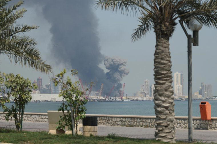 Smoke rises after Iran carried out a missile strike on the main headquarters of the US Navy’s 5th Fleet in Manama, Bahrain (Photo: Stringer/Getty)