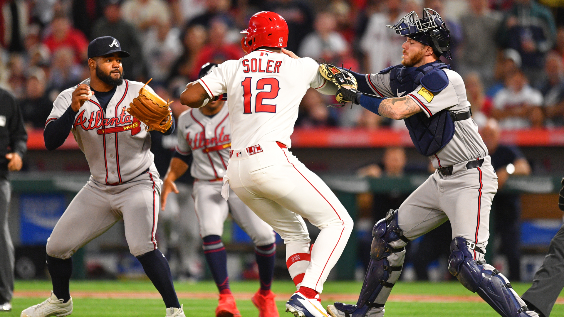 Watch: Punches thrown in Braves-Angels brawl after Jorge Soler rushes ...