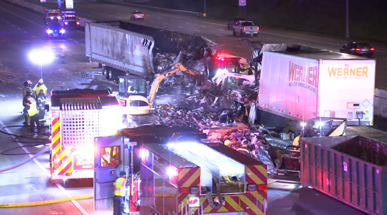 1 killed in fiery crash involving semi-trucks along I-65