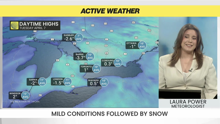 Ontario's weather rollercoaster: from 20°C to snow in 24 hours