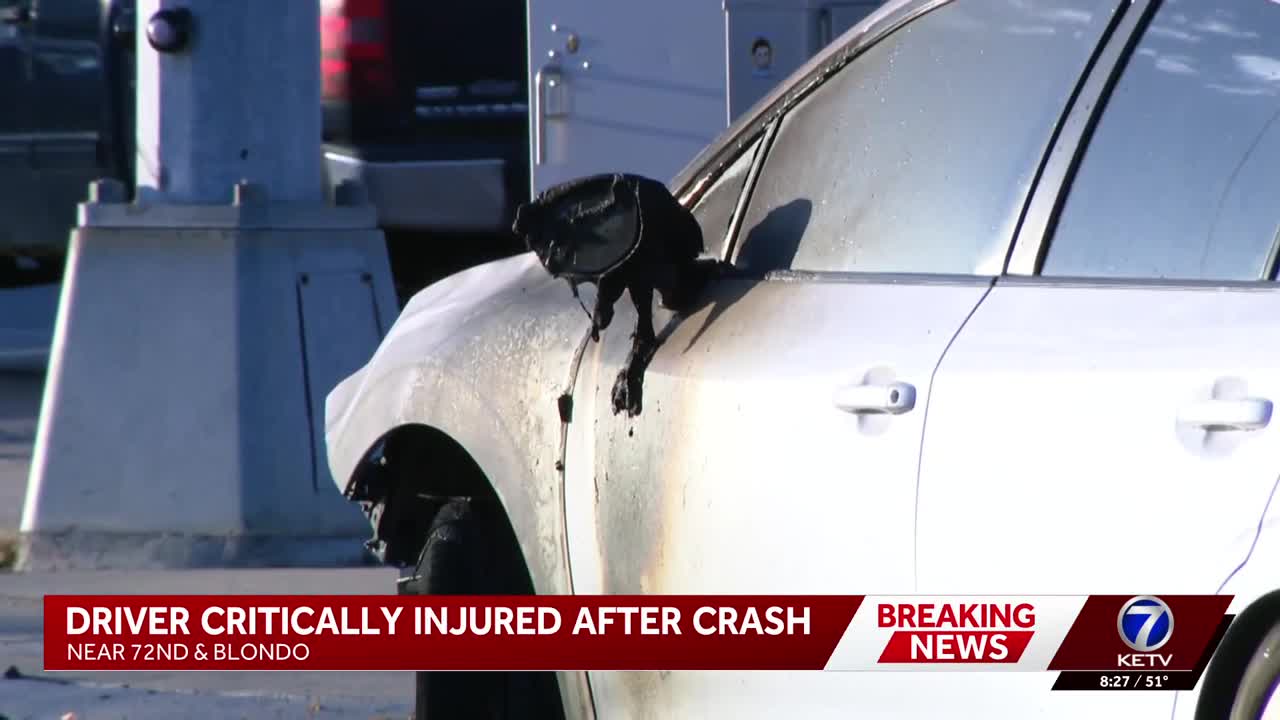 Driver critically injured after car sparks fire