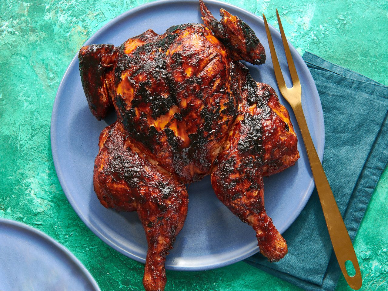 Barbecue chicken on a serving plate