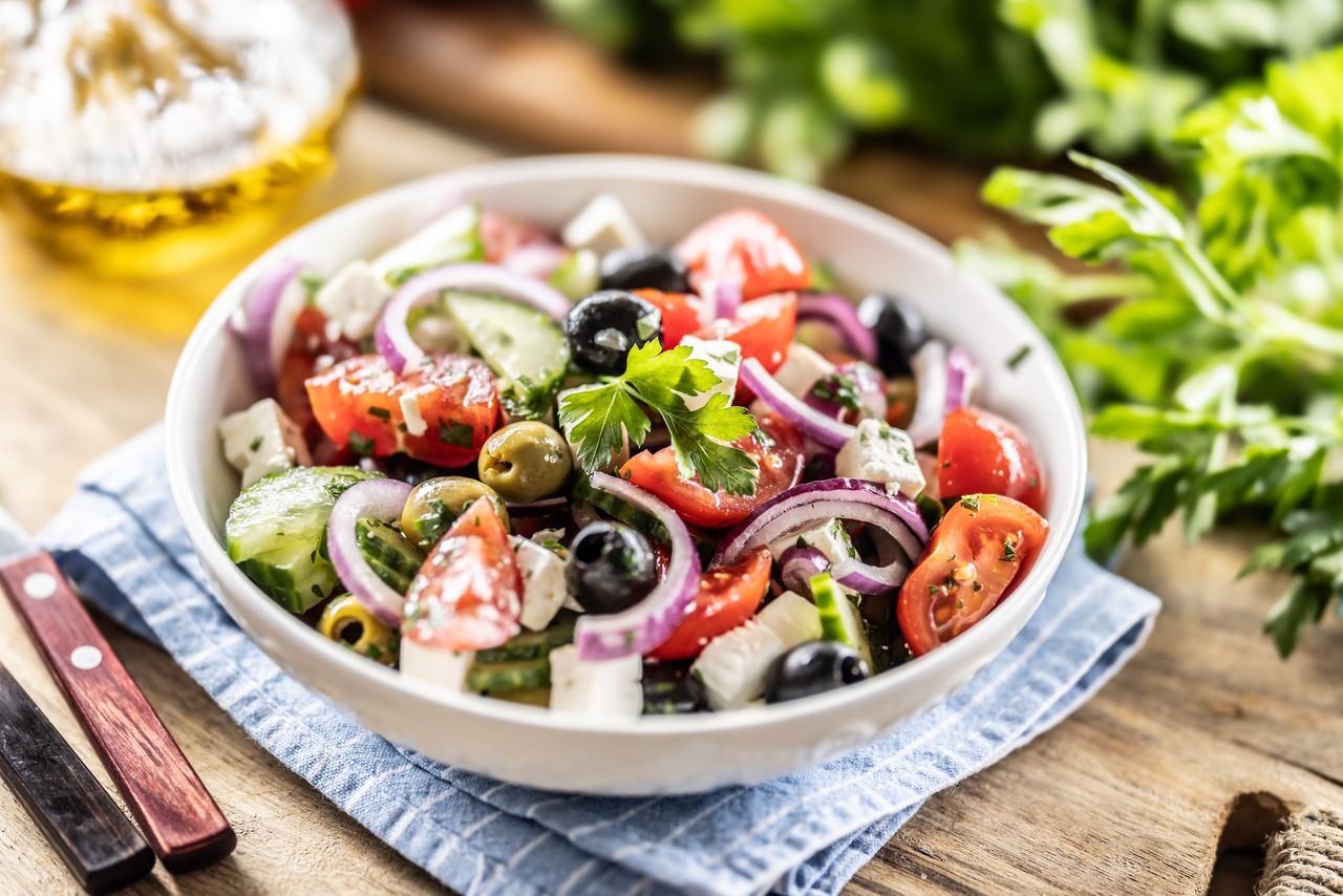 Mediterranean salad with feta cheese