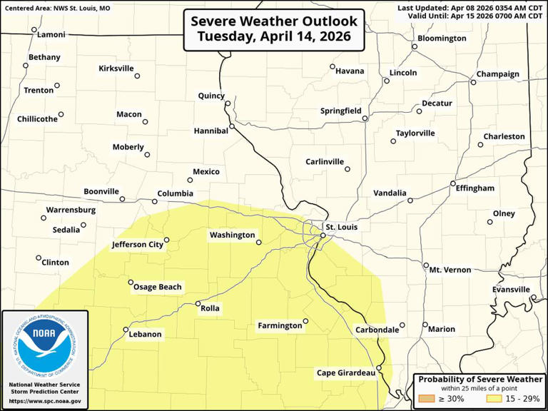 Six days out, severe weather highlighted for St. Louis region to begin ...