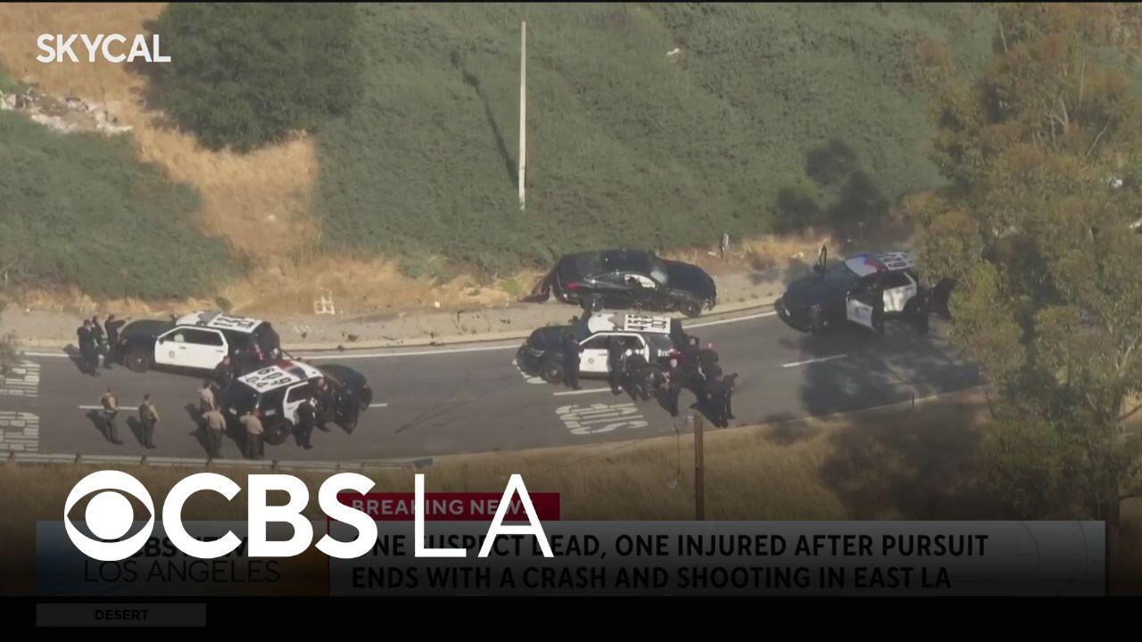 East Los Angeles pursuit ends with crash, police shooting, 1 dead and 1 ...