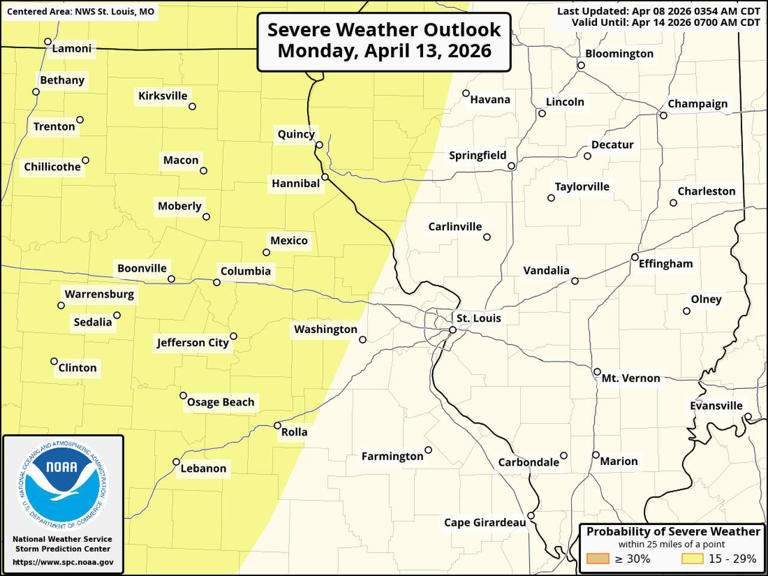 Six days out, severe weather highlighted for St. Louis region to begin ...