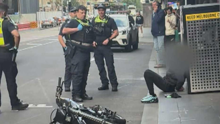 Police have charged a teen after he allegedly struck a police sergeant with his electric motorbike in Melbourne yesterday.