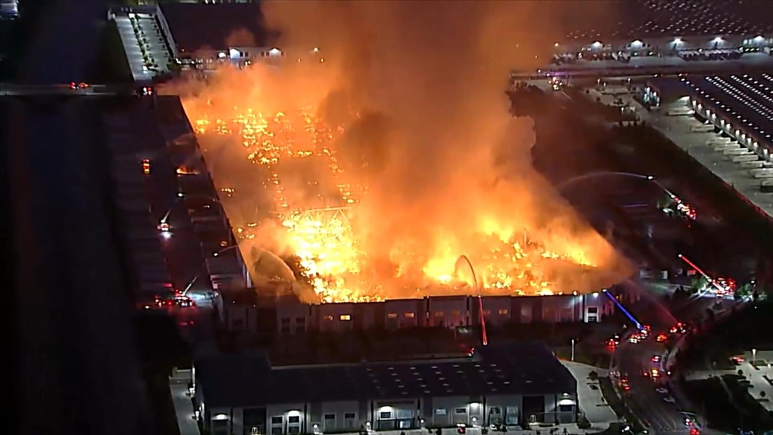 Video appears to show start of massive California warehouse fire