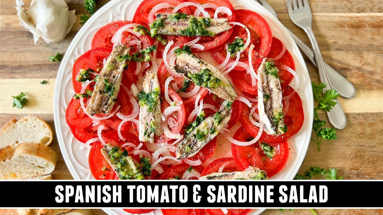 Spanish tomato and sardine salad in 10 minutes