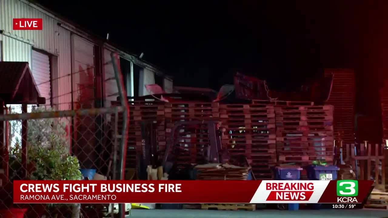 Sacramento crews respond to fire at pallet yard business