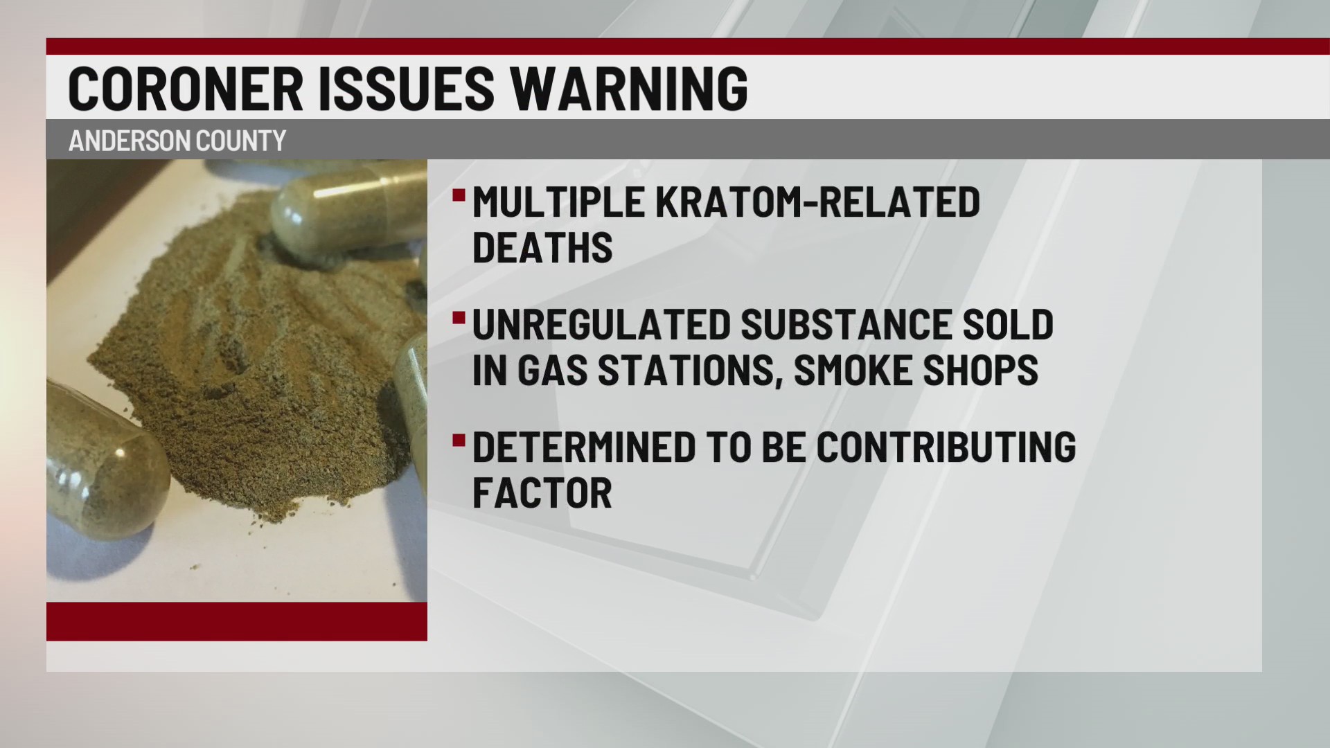 Coroner warns of kratom-related deaths in Upstate county