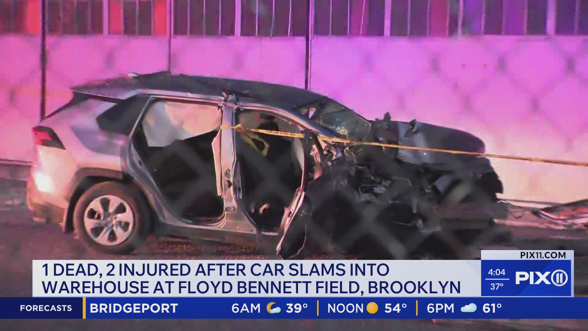 One dead, two injured after car slams into warehouse