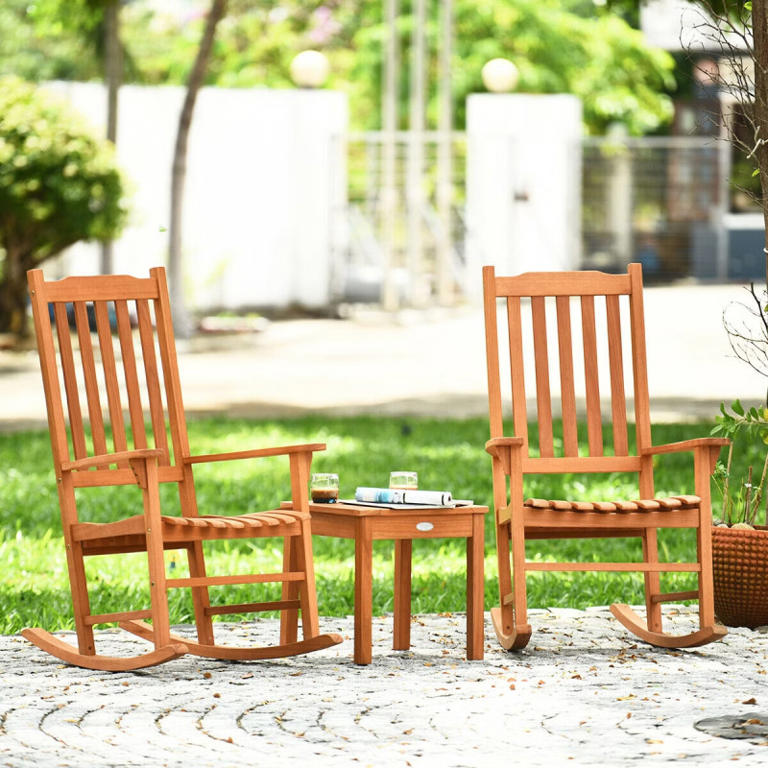 Save 50% on Target's stylish 3-piece eucalyptus rocking chair set for ...