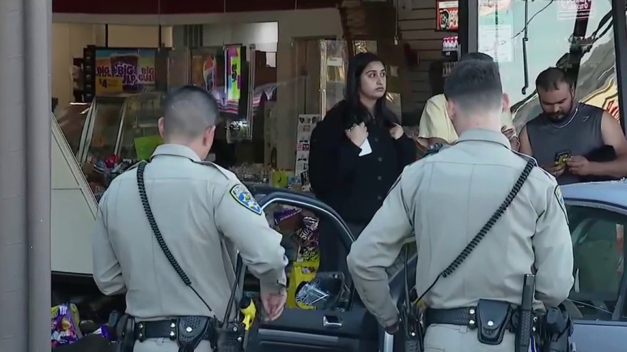 Car crashes in 7-Eleven