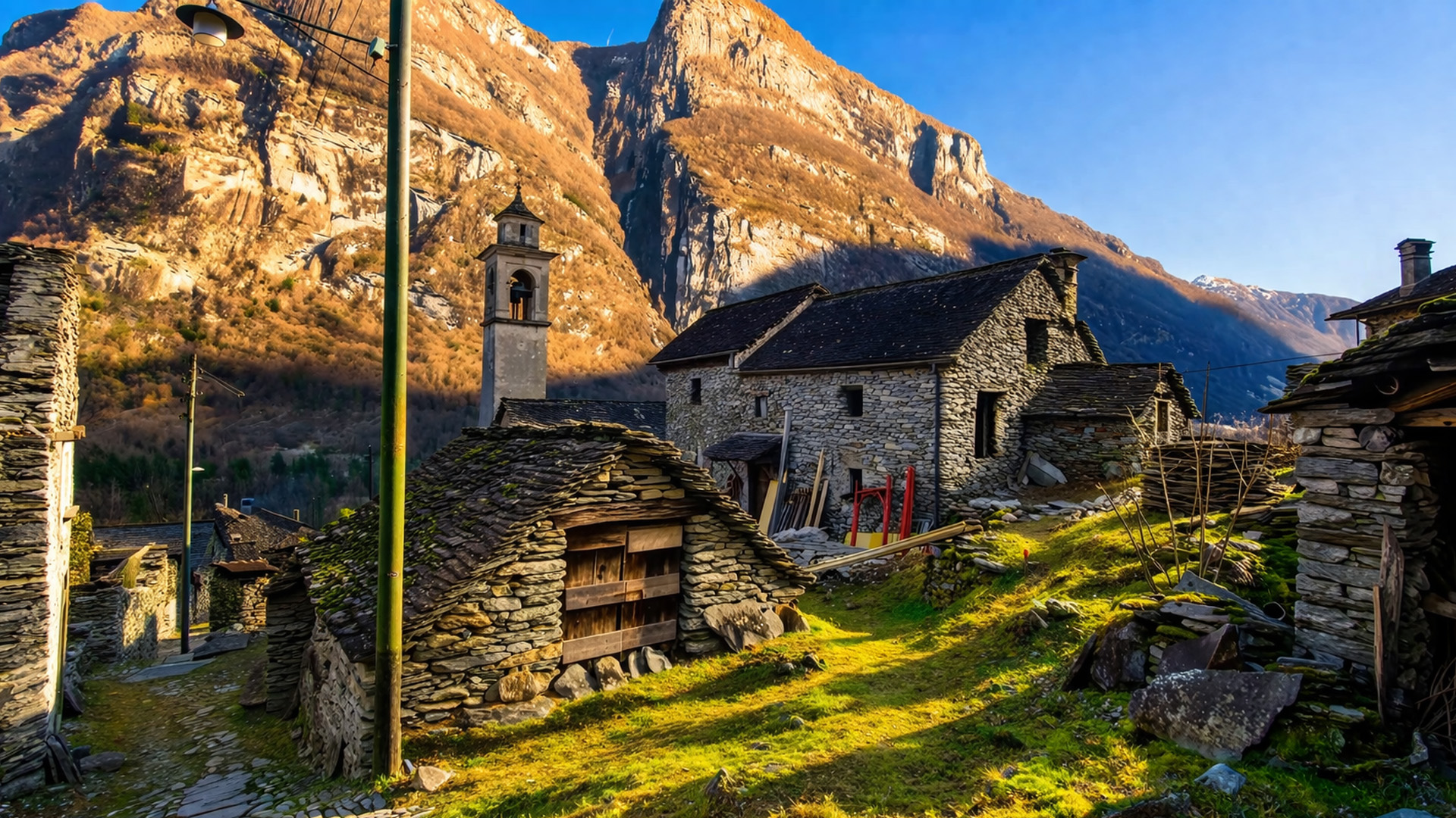 Boschetto Switzerland scenic medieval village (4K)