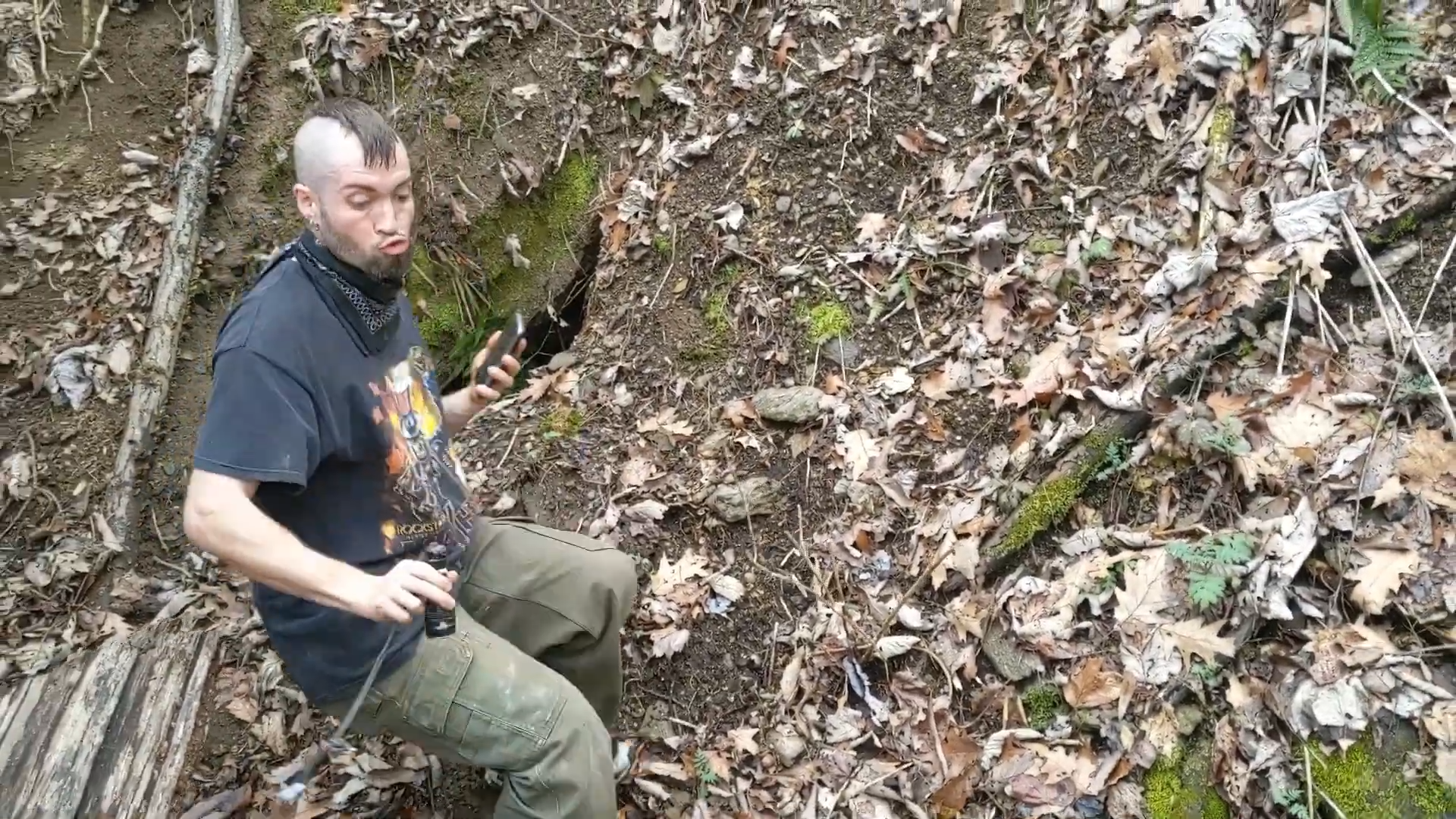 His face after seeing the bear - immediate regret