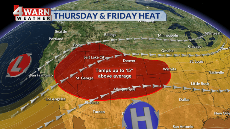Above average temperatures for Thursday with a slight chance of an ...