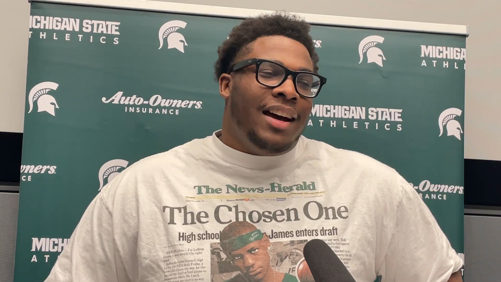 Michigan State OL Nick Sharpe on Reuniting, Offensive Line Mentality.