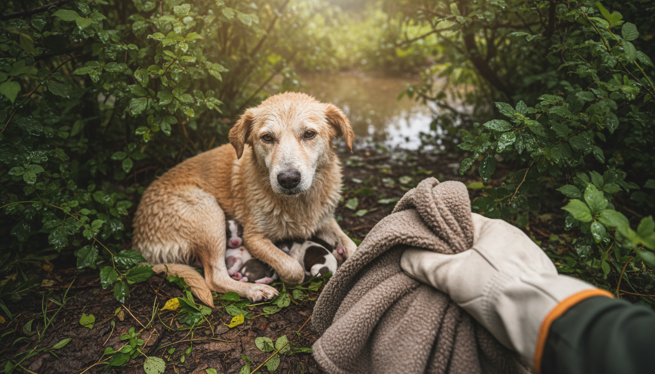 The mother dog who saved her puppies and found them all homes
