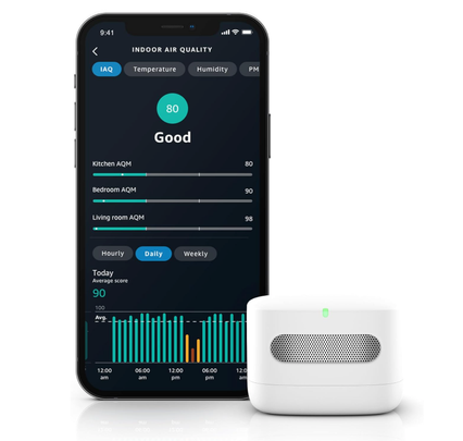 A smart air quality monitor that pairs with Alexa