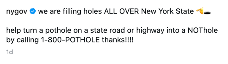 New York State's absolutely unhinged pothole post is going viral